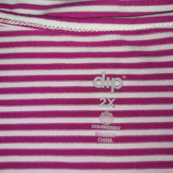 Dip Tank Top Womens Plus Size 2X Stretch Sleeveless Striped Lightweight Shirt - Picture 7 of 9